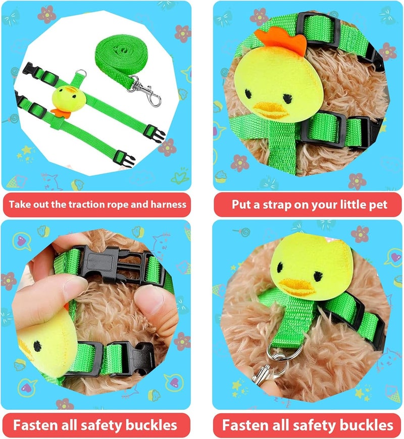 XPAPOV Set of 4 Adjustable Rabbit Harness and Leash for Small Pets, Ferret Leash with Decorations for Rabbit, Kitten, Puppy - Image 4